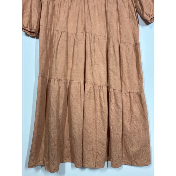 Umgee 3/4 Sleeve V-Neck Tiered Maxi Dress V-Back Cotton Boho Pullover Size 1X - Picture 5 of 15